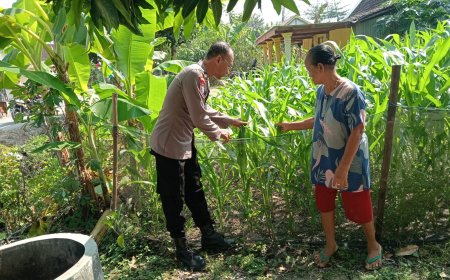 Bhabinkamtibmas Desa Pilangkenceng Ajak Warga Optimalkan Pekarangan untuk Dukung Ketahanan Pangan